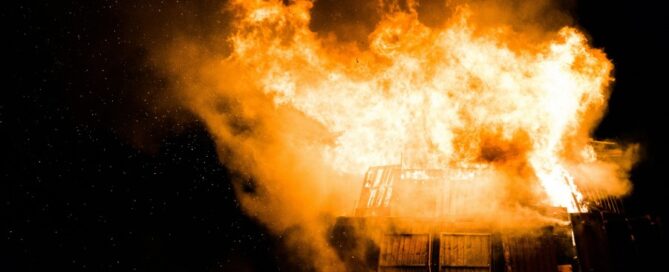 a fire on a building