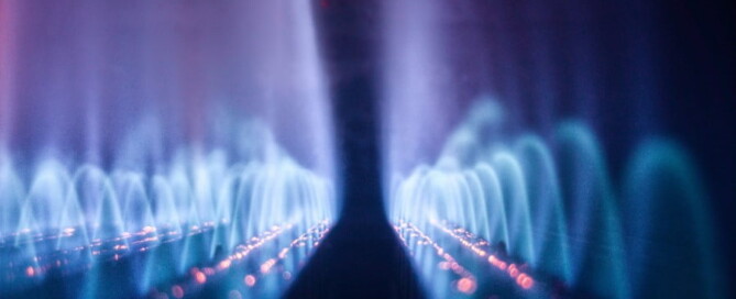 a blue light rays in a dark room