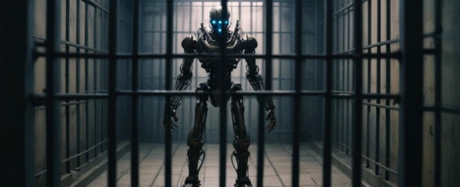 a robot in a jail cell