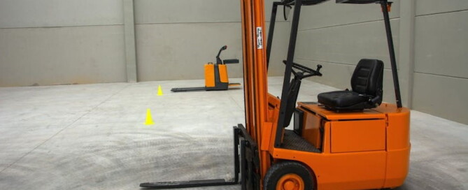 a forklift in a warehouse